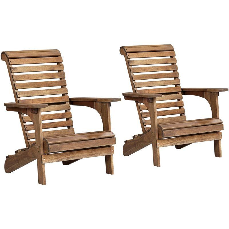 Kenneth Natural Acacia Wood Adirondack Chairs Set of 2