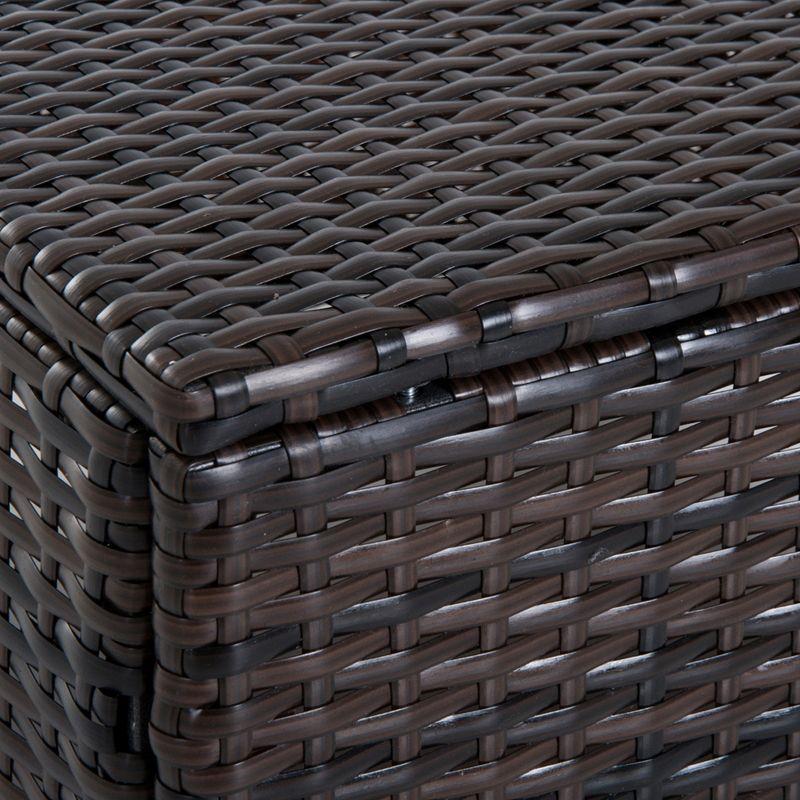 Outsunny 20" Outdoor Ottoman, PE Plastic Rattan Wicker, Fade-Resistant Patio Footrest with Soft Cushion, Steel Frame, Dark Brown, Cream White