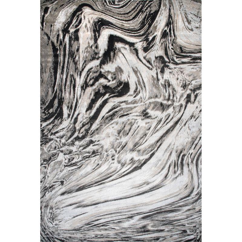 Abstract Braided Marble 5'x8' Area Rug in Gray Synthetic