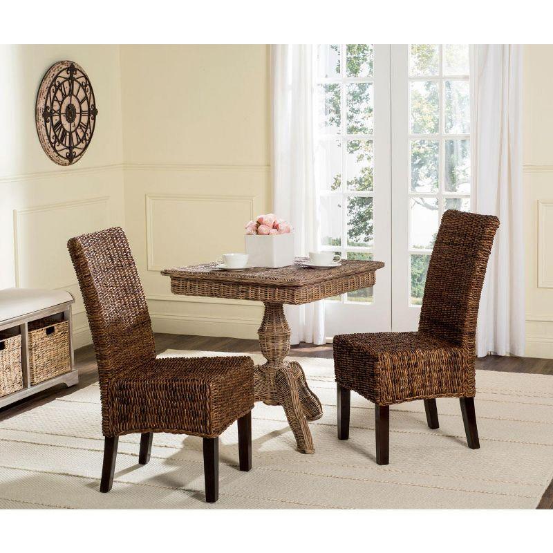 Avita Brown Wicker and Pine Dining Chair Set