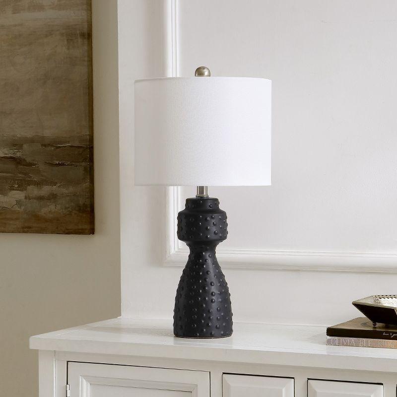 Black Ceramic Table Lamp with White Drum Shade, 22 Inch