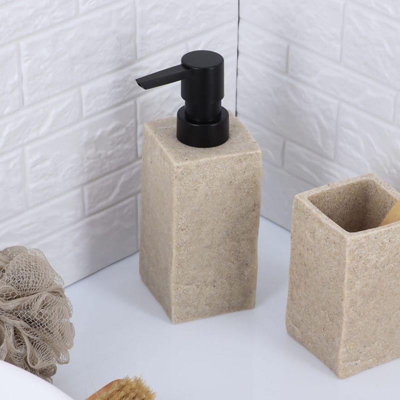 Evideco Stone Bath Square Resin Hand Soap & Lotion Dispenser