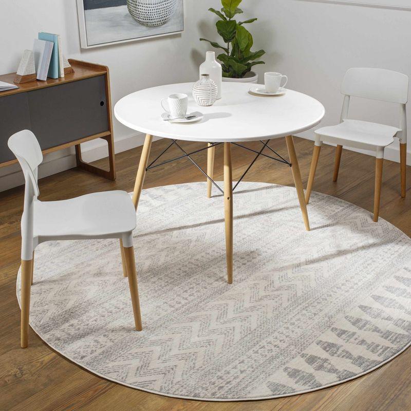 Chinnor Gray and Off-White Medium Pile Area Rug