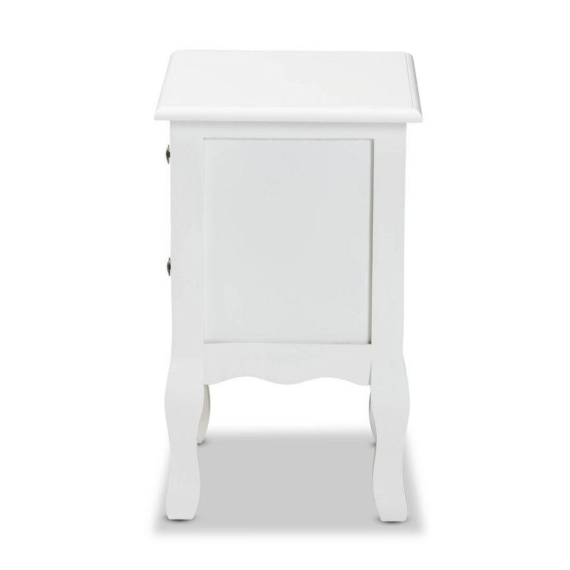 Caelan Wood 2 Drawer Nightstand White - Baxton Studio: Traditional Style, MDF Frame, No Assembly Required