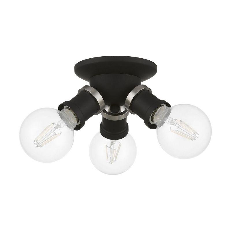 Livex Lighting Lansdale 3 - Light Flush Mount in  Black/Brushed Nickel