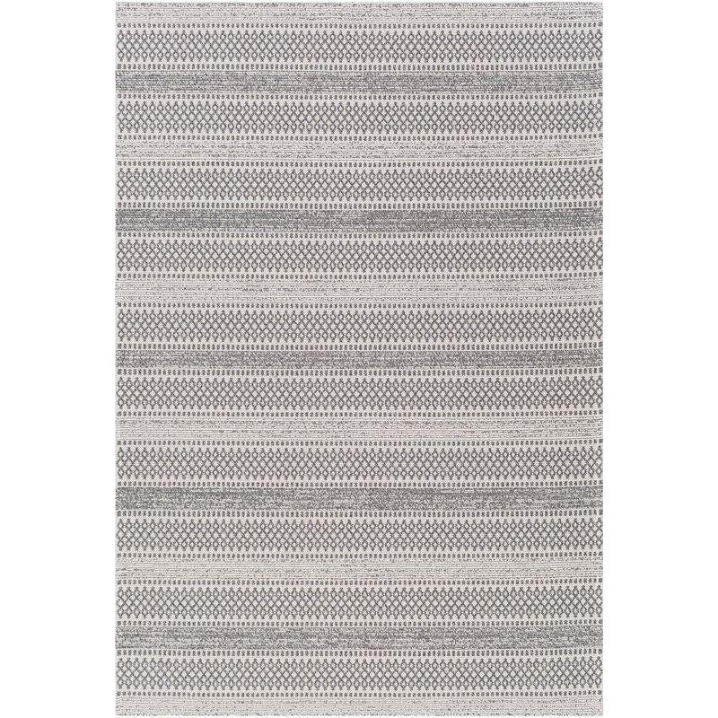 Stone Gray Striped Cotton Washable Area Rug