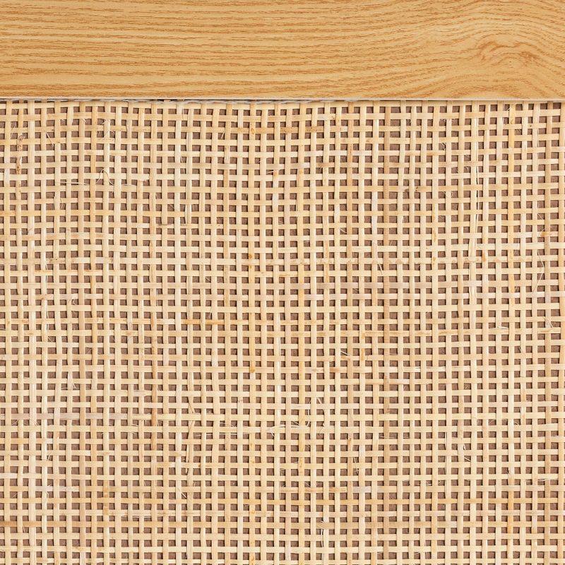 Baxton Studio Maureen Wood and Rattan 2 Door Storage Cabinet Espresso/Natural Brown : Bohemian Style, Particle Board Frame, 2 Shelves