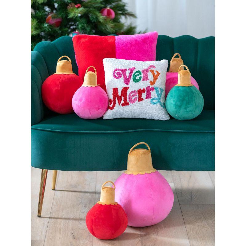 Shiraleah Red Christmas Ornament Bauble Pillow, Small