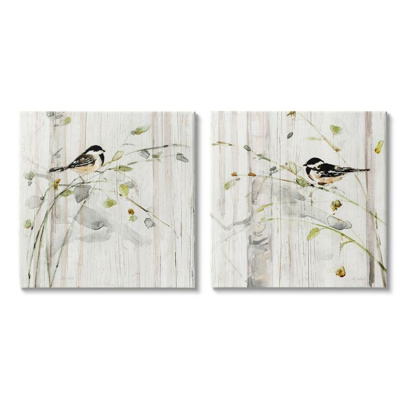 A2-565-Canvas " Perched Birds Country Botanicals " by Sally Swatland 2 - Pieces Painting Print