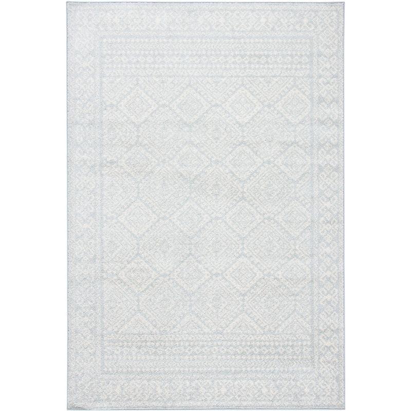 Ivory and Light Grey Hand-knotted Synthetic Area Rug, 6' x 9'