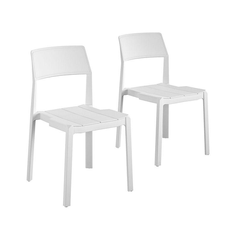 Chandler Modern White Patio Dining Chairs, Indoor/Outdoor, Set of 2