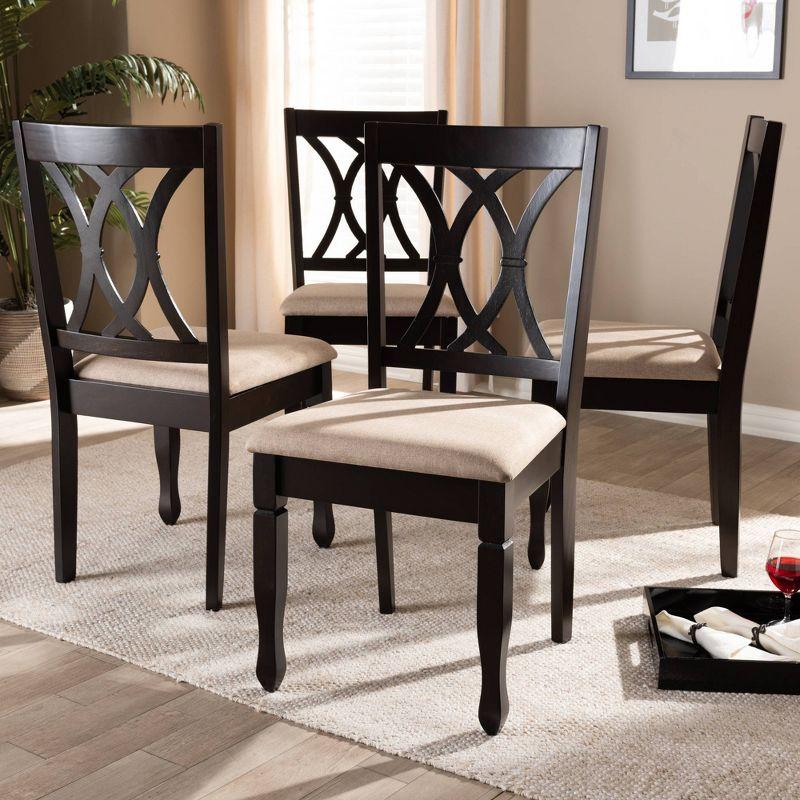 Reneau Sand and Brown Wood Cane Dining Chair Set