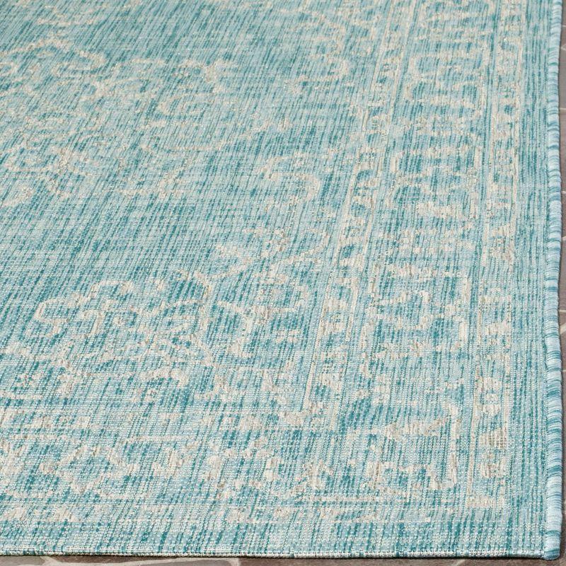 Courtyard CY8481 Power Loomed Indoor/Outdoor Area Rug - Aqua/Grey - 6'7"x6'7" - Safavieh.