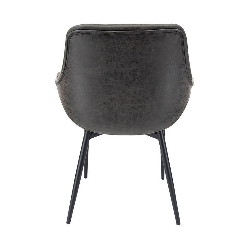 LeisureMod Markley Leather Dining Chair with Black Metal Legs Upholstered Seat Modern Design Perfect for Kitchen Dining Room Office or Lounge Seating