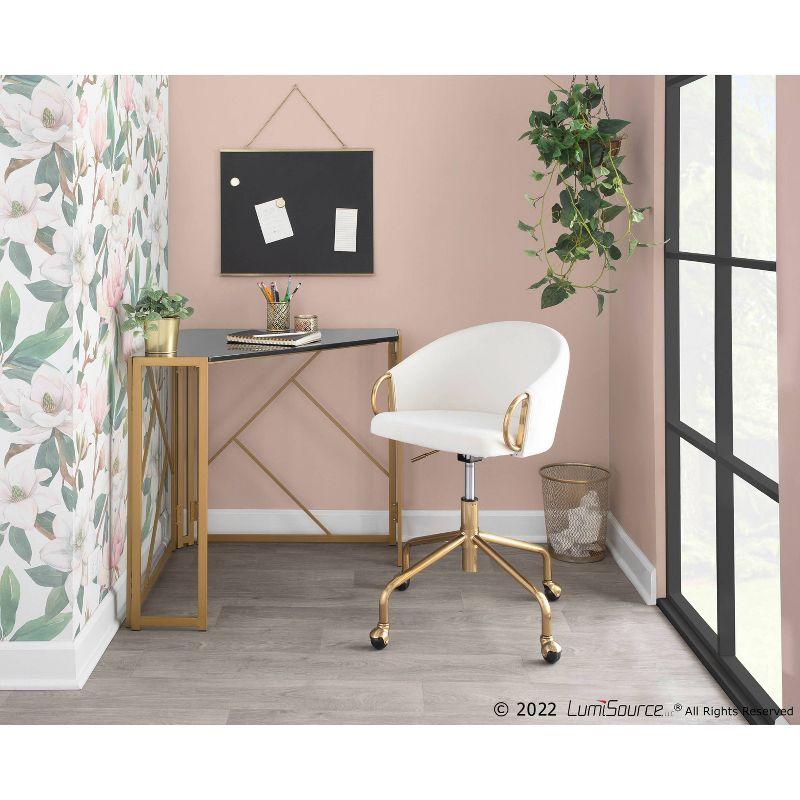 Claire Velvet Task Chair with Gold Armrests & Base, Adjustable Height - LumiSource