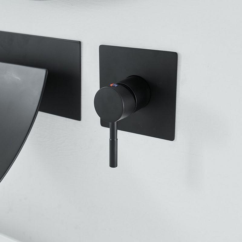 BWE Single Handle Wall Mount Spout Waterfall Bathroom Faucet in Matte Black