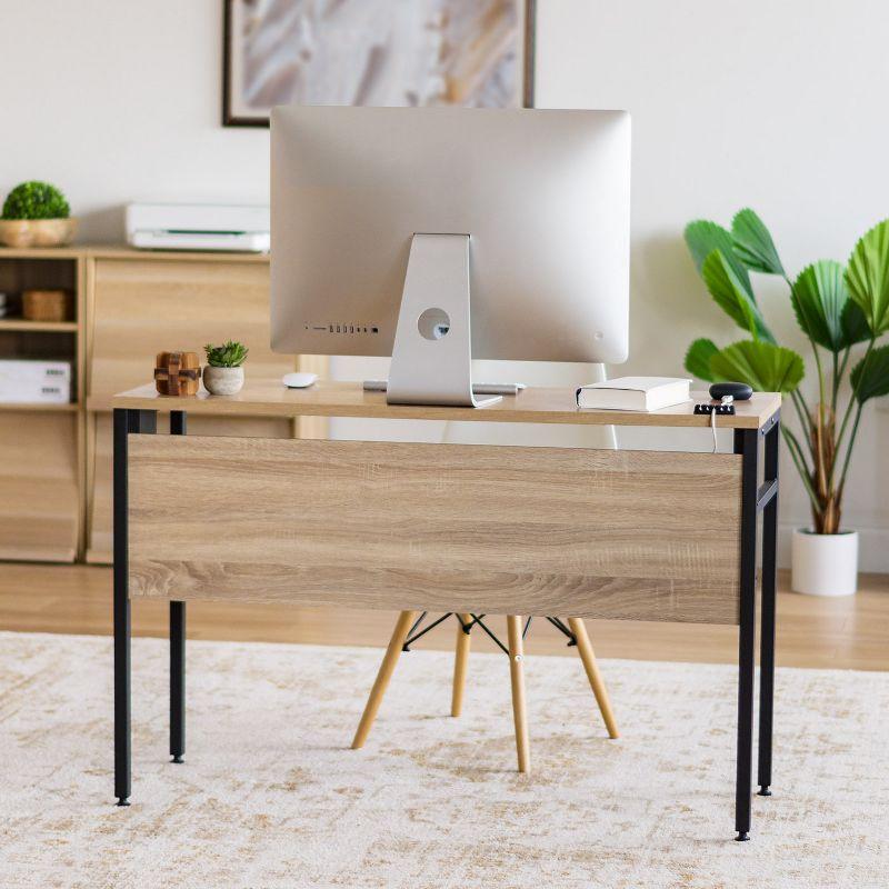 Large Black Adjustable Height Wood Computer Desk