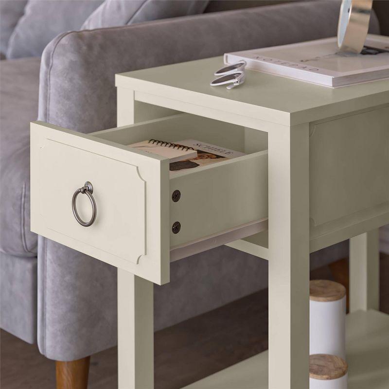 Majesty White Rectangular Side Table with Storage