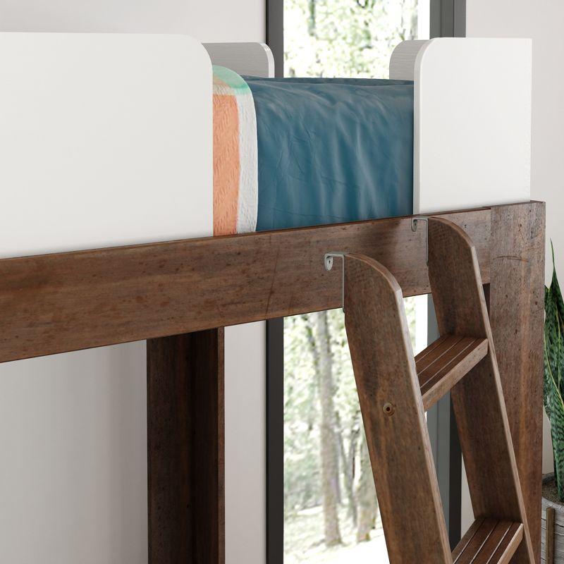 Max & Lily Twin Loft Bed, Mid-Century Modern Solid Wood High Loft Beds for Kids