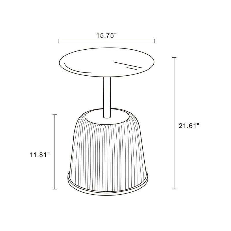 Manhattan Comfort Anderson Modern Leatherette Upholstered End Table with Gold Tabletop Gray: Stainless Steel, No Assembly Required