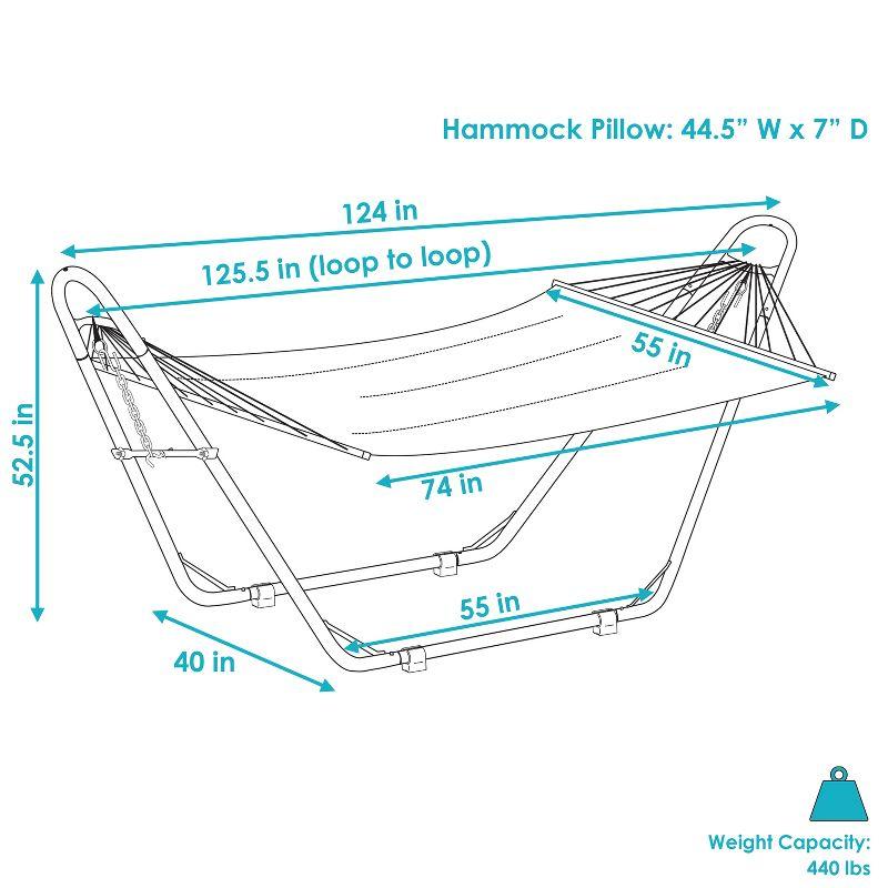 Sunnydaze Double Quilted Fabric Hammock with Universal Steel Stand - 450-Pound Capacity - Mountainside