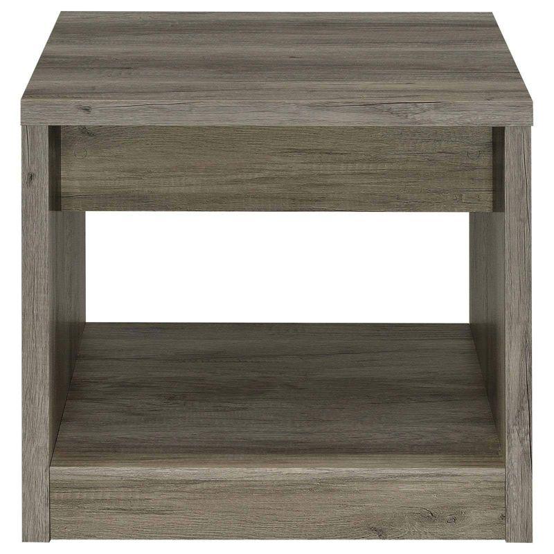 Coaster Felix Farmhouse Square Wood End Table with Drawer Gray Driftwood