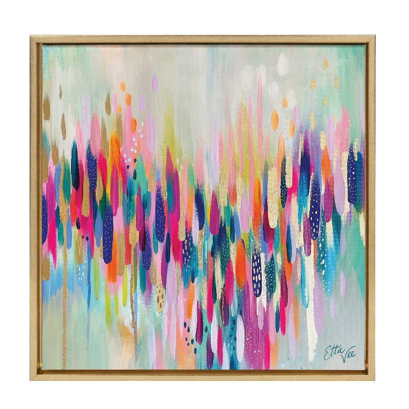 Kate & Laurel All Things Decor 22"x22" Sylvie Brushstroke 154 Framed Wall Art by EttaVee Bright Gold Modern Abstract Colorful Fun Wall Art