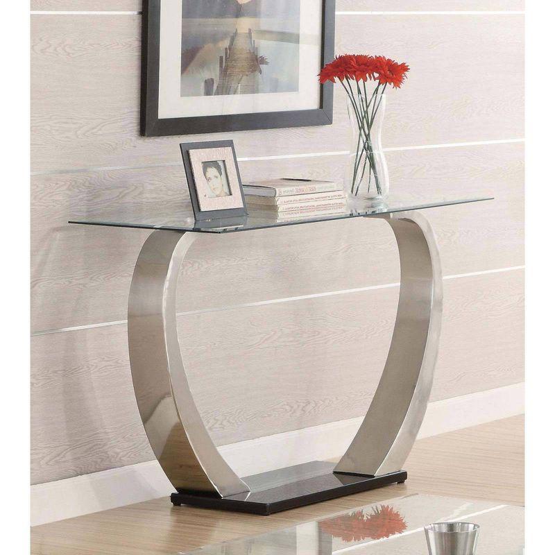 Coaster Pruitt Modern Rectangular Glass Top Sofa Table Clear/Satin