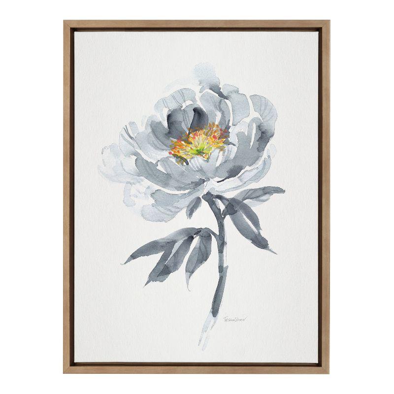 18" x 24" Sylvie Gray Bloom Framed Wall Canvas by Patricia Shaw Gold: Modern Botanical Decor - Kate & Laurel All Things Decor