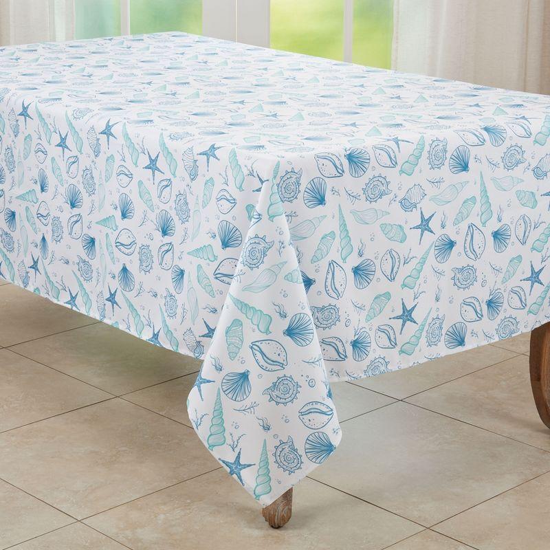 Coastal Seashell Design Rectangular Fabric Tablecloth