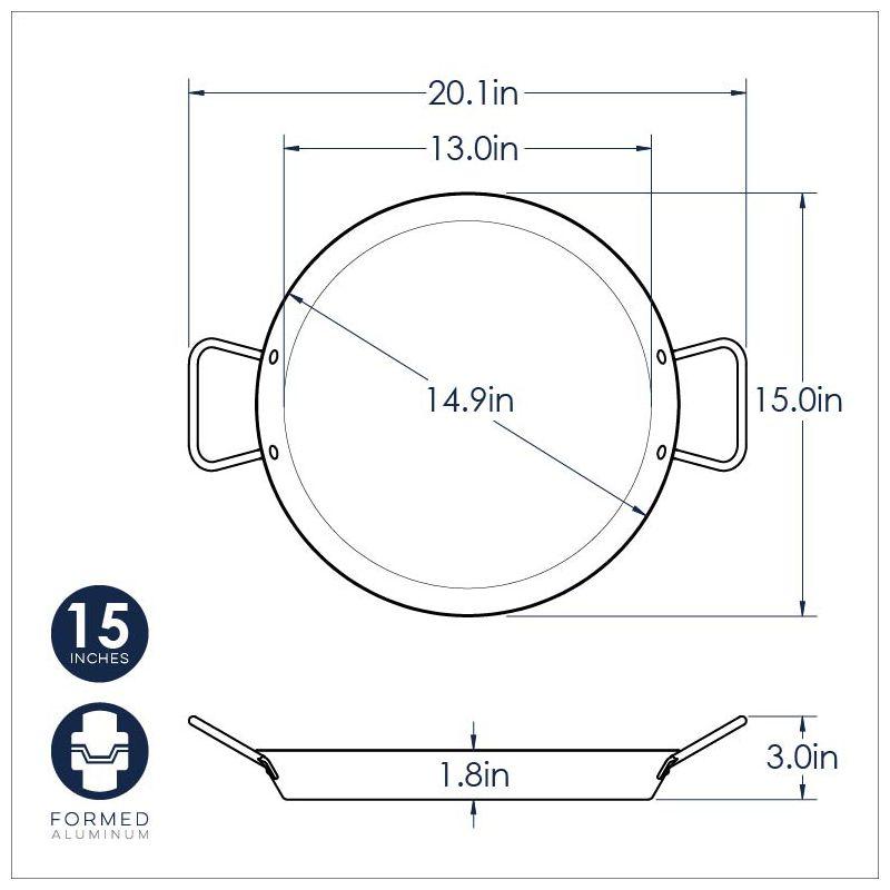 15-Inch Black Aluminized Steel Paella Pan