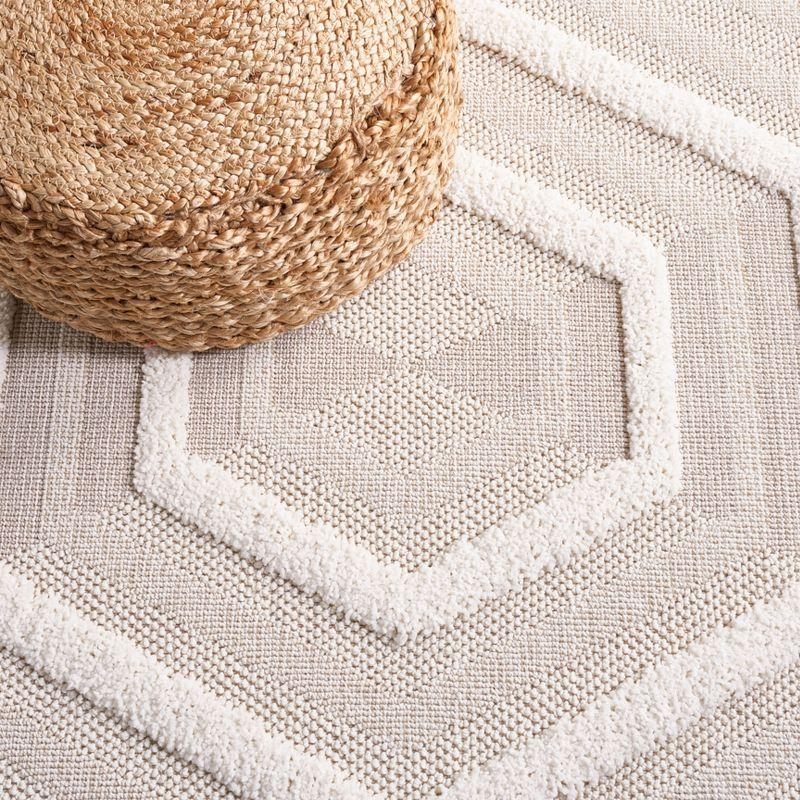 Ivory Geometric Flat Woven Synthetic Area Rug