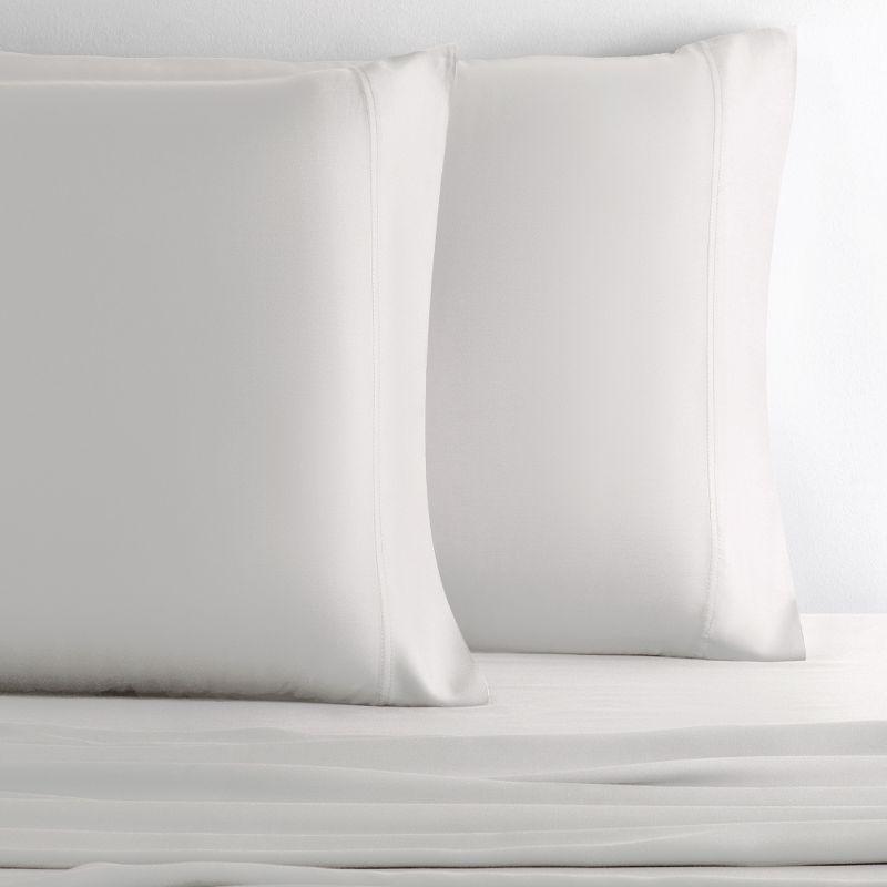 King Size White Bamboo Lyocell Sateen Pillowcase Set