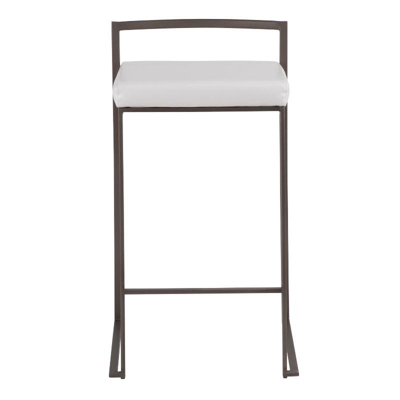 Fuji 31" Antique Metal Counter Stool with White Faux Leather Cushion - Set of 2