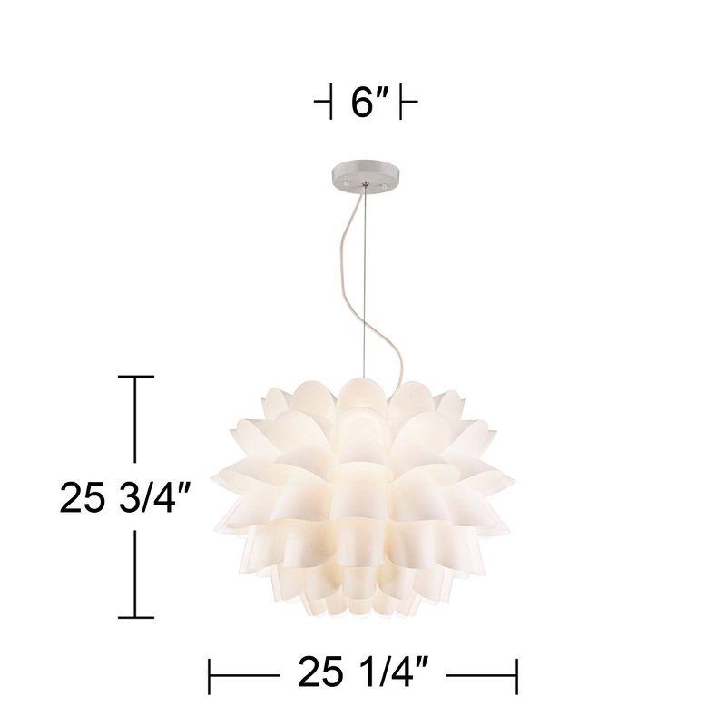 Possini Euro Design White Flower Pendant 25 1/4" Wide Modern Blooming Curved Petals for Dining Room Living House Home Foyer Kitchen Island Entryway