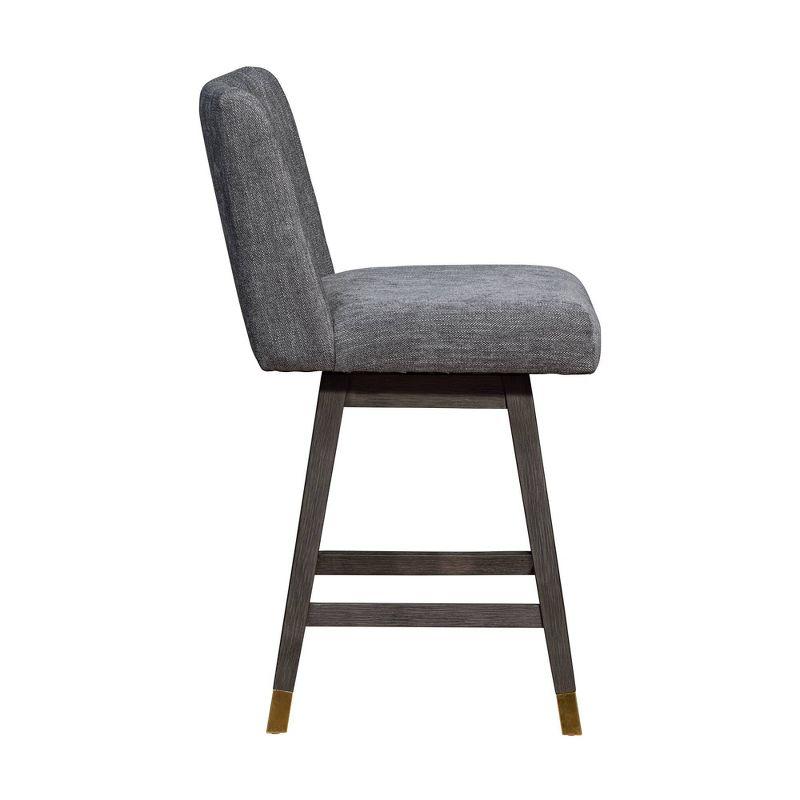 Armen Living Basila Wood Finish with Fabric Swivel Counter Height Barstool Gray Oak