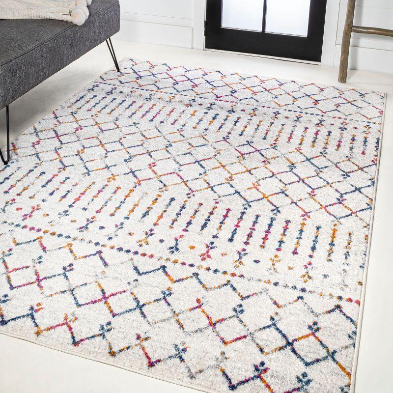 8'x10' Moroccan HYPE Boho Vintage Diamond Area Rug, Cream/Multi - JONATHAN Y