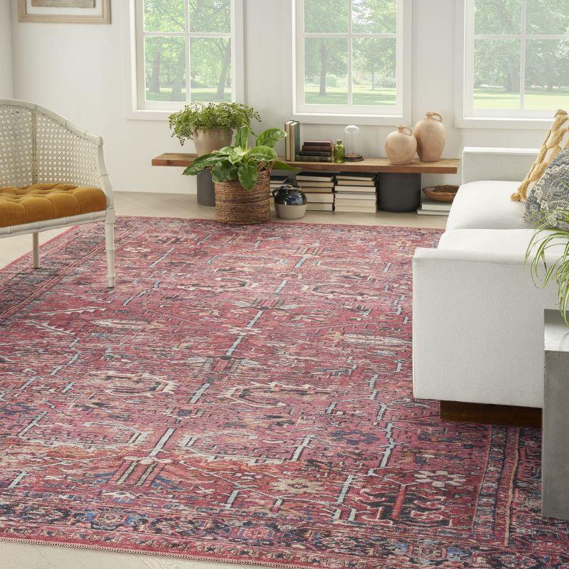 Bungalow Rose Machine Washable Oriental Red Area Rug