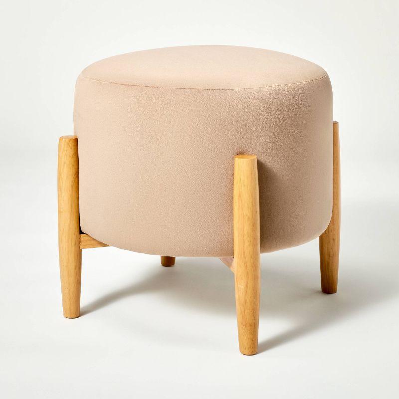 Elroy Round Velvet Ottoman with Wooden Legs - Threshold™ designed with Studio McGee