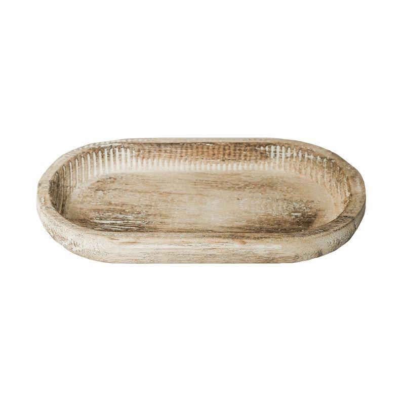 Rustic Light Brown Wooden Trinket Tray - 6.9x3.7 in