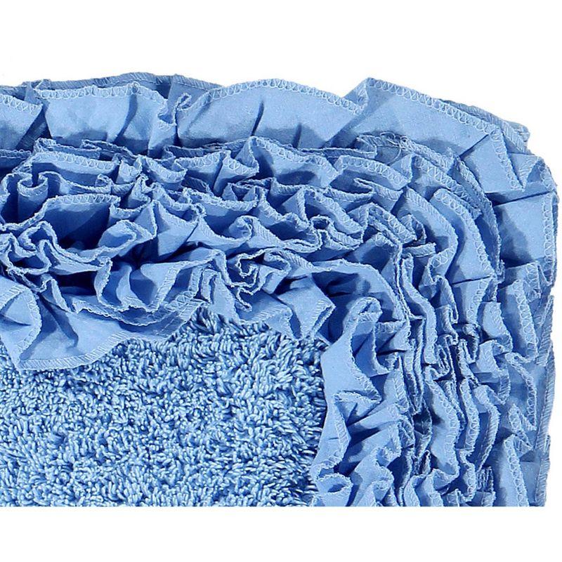 24"x40" Shaggy Border Collection Bath Rug Blue - Better Trends: Cotton Tufted, Machine Washable, No Backing