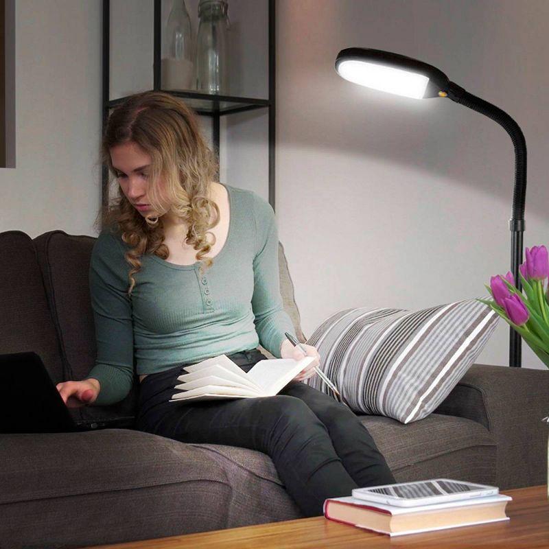 Brightech Litespan 53 in. Industrial Dimmable LED Floor Lamp with Height Adjustable Gooseneck Head