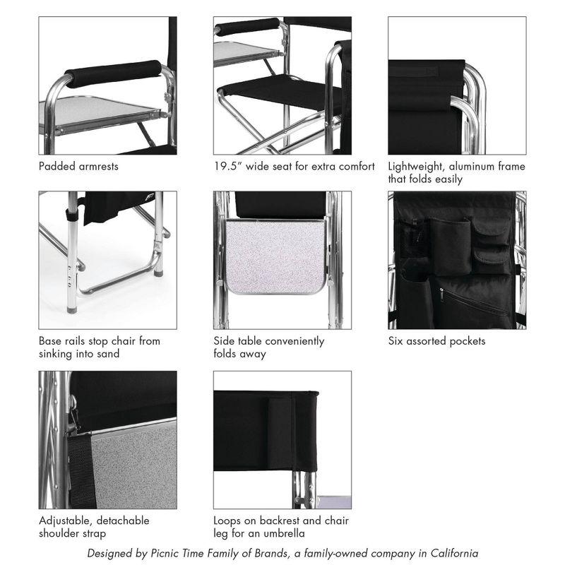 Black Aluminum Camping Chair with Side Table and Storage