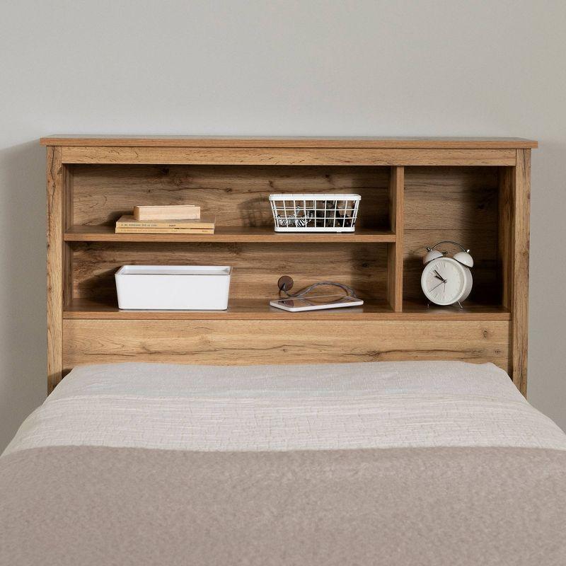 South Shore Twin Cavalleri Headboard Nordik Oak: Scandinavian Style, 3 Storage Spaces, Grommet Hole