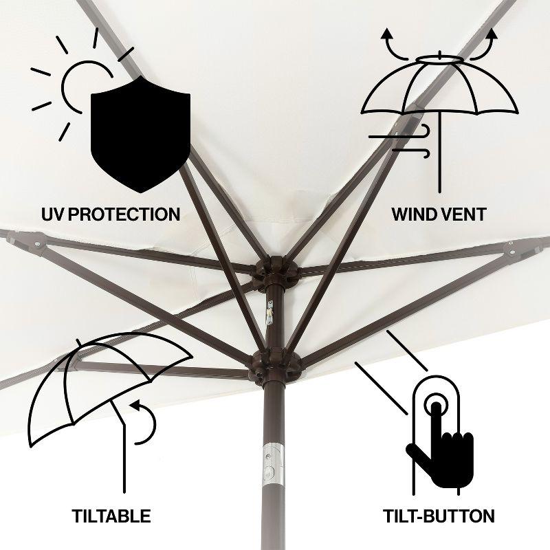 Arlmont & Co. Tasheba 9 ft. Classic Scalloped Fringe Half Market Patio Umbrella with Crank, and UV Protection