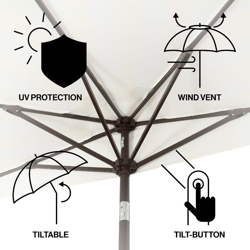 JONATHAN Y Beverly 9 ft. Designer Classic Scalloped Fringe Half Market Patio Umbrella with Crank, Push Button Tilt and UV Protection