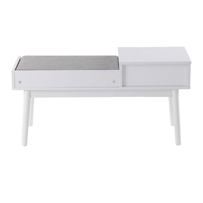 40" Telephone Polyester Wood Contemporary Bench White/Gray - LumiSource