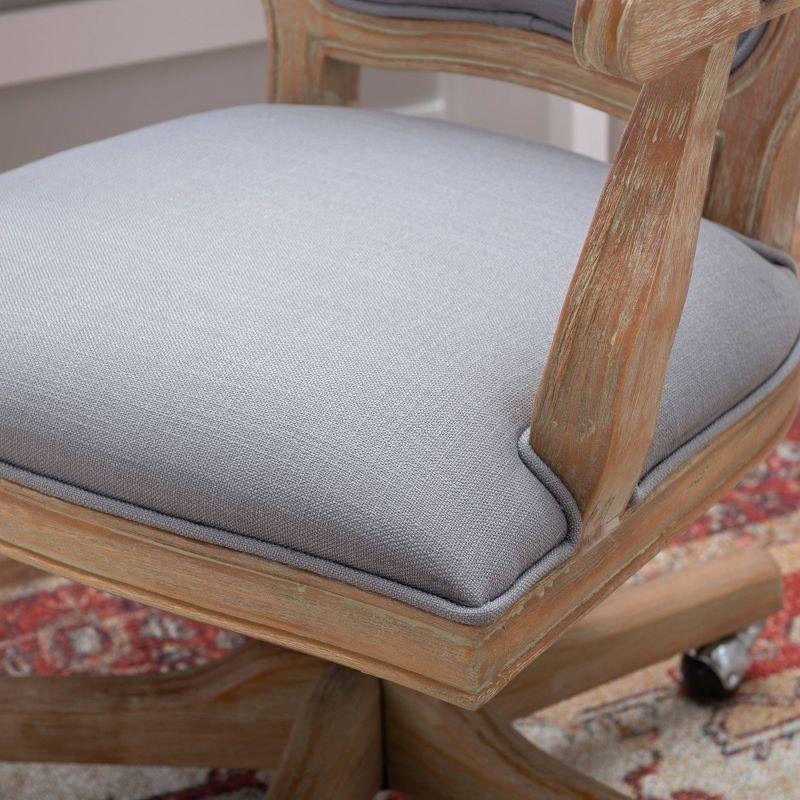 Linon Maybell Traditional Swivel Office Desk Chair Light Gray: Ergonomic, Wooden Frame, Foam Padded