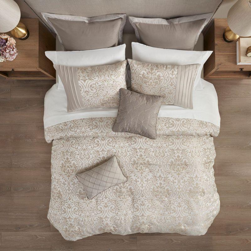 Madison Park Emilia 12 Piece Jacquard Comforter Set with Bed Sheets