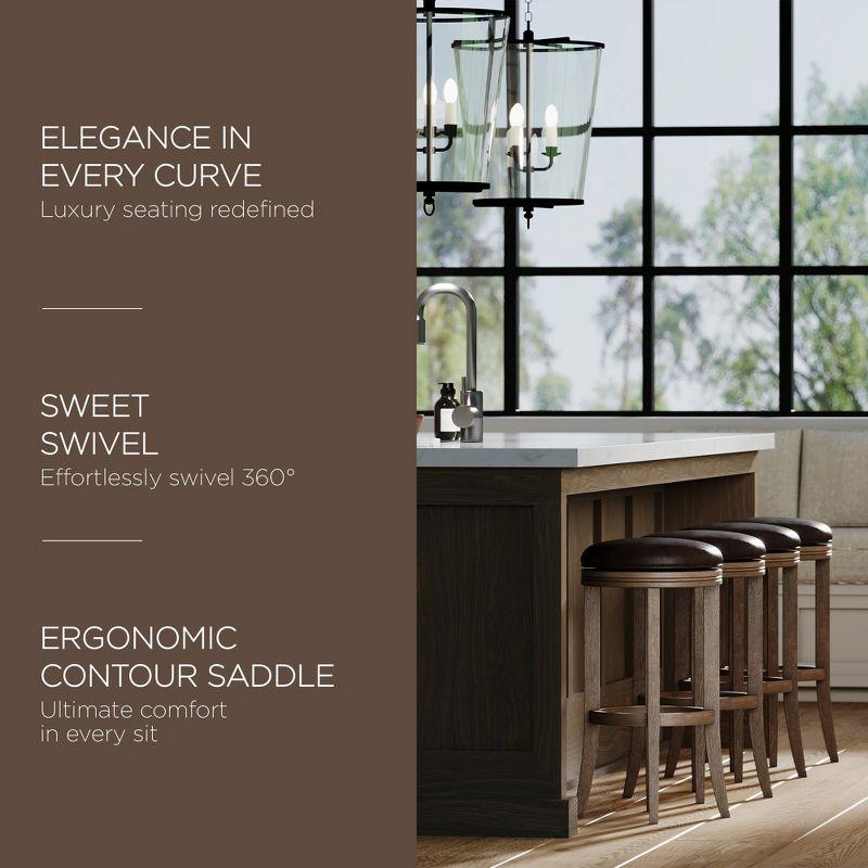 Maven Lane Eva Bar Stool with Vegan Leather Upholstery